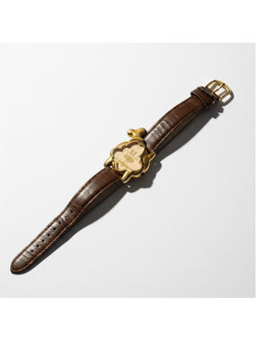 Vintage Lorus Disney Goofy Gold Tone Brown Leather Watch One Size